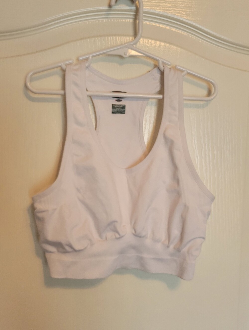 Barely Bollé White Sports Bra Women’s Racerback Medium Athletic Size Small